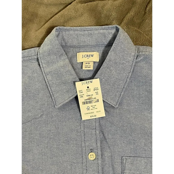 NWT J.Crew Size PS Chambray Long Sleeve Button Up Shirt Blue Women Causal - Picture 2 of 6